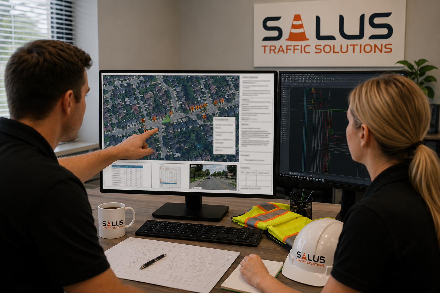 Salus Traffic team preparing a traffic control plan for a York Region road occupancy permit
